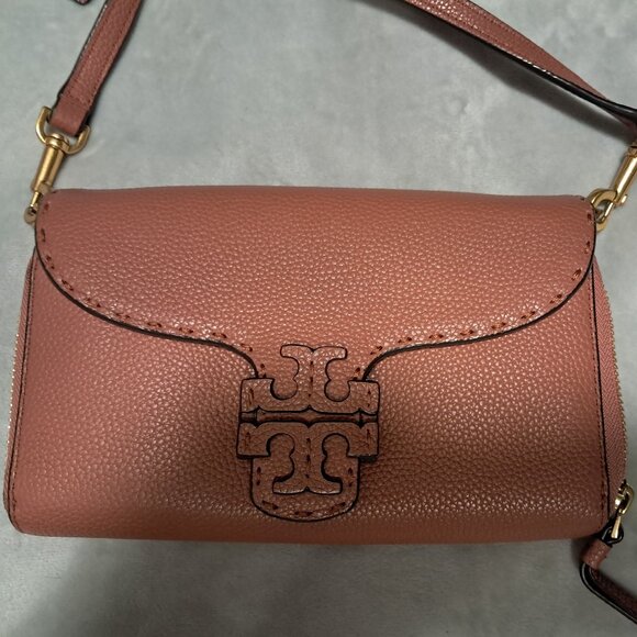 TORY BURCH MCGRAW WALLET CROSSBODY IN DARK CIDER LEATHER RETAIL $298 - Picture 3 of 6
